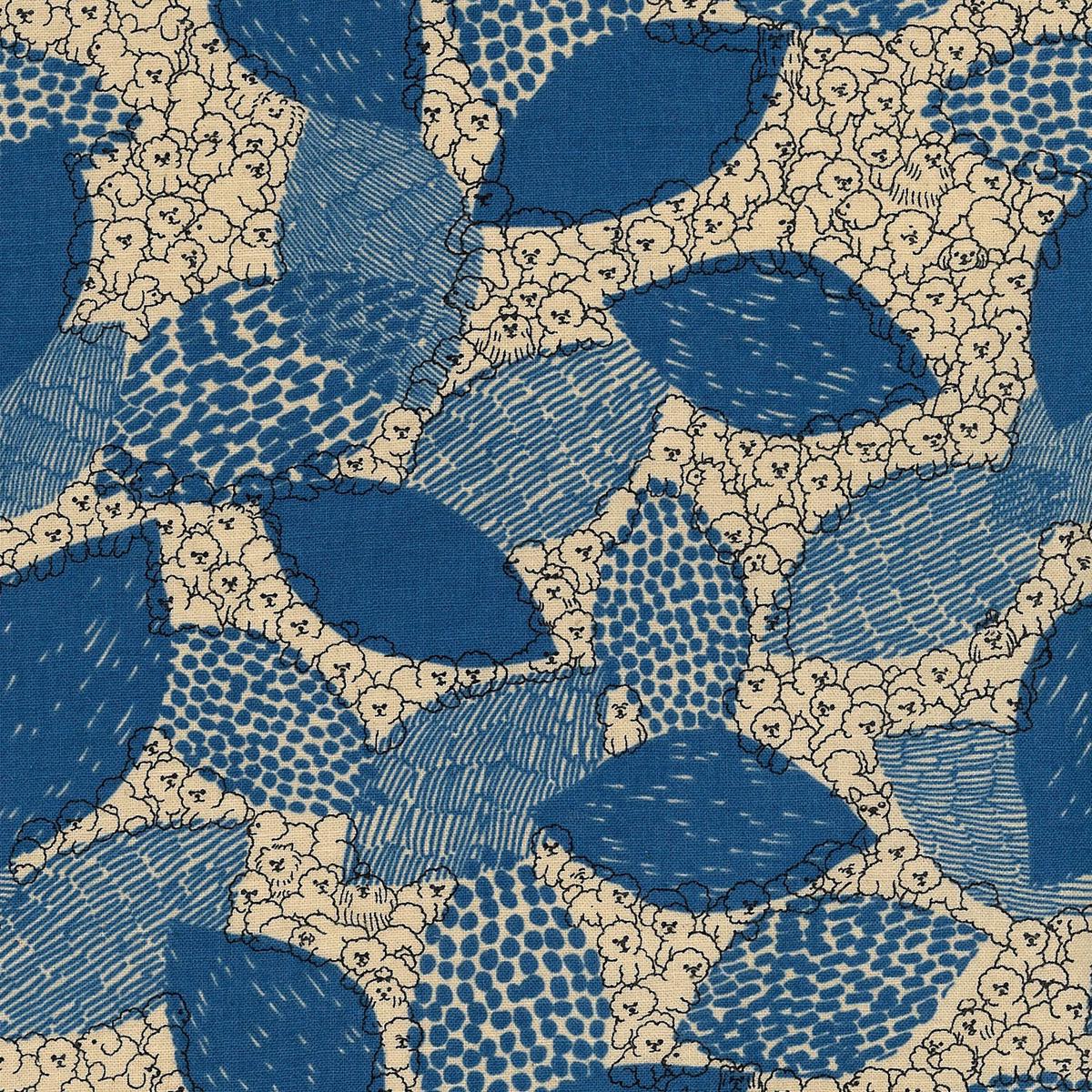 Marble SUD Bichon Frise Cotton Linen Sheeting - Blue EGX-8502-1