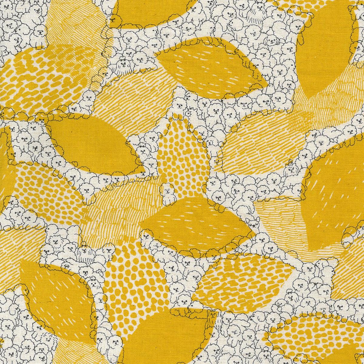 Marble SUD Bichon Frise Cotton Linen Sheeting - Yellow EGX-8502-1