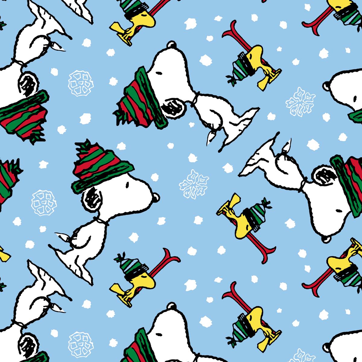 Peanuts Snoopy and Woodstock Christmas Winter Fabric