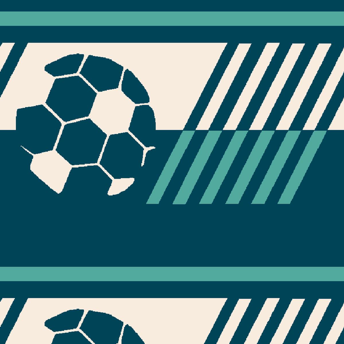 Soccer Stripe on Dark Teal Fabric