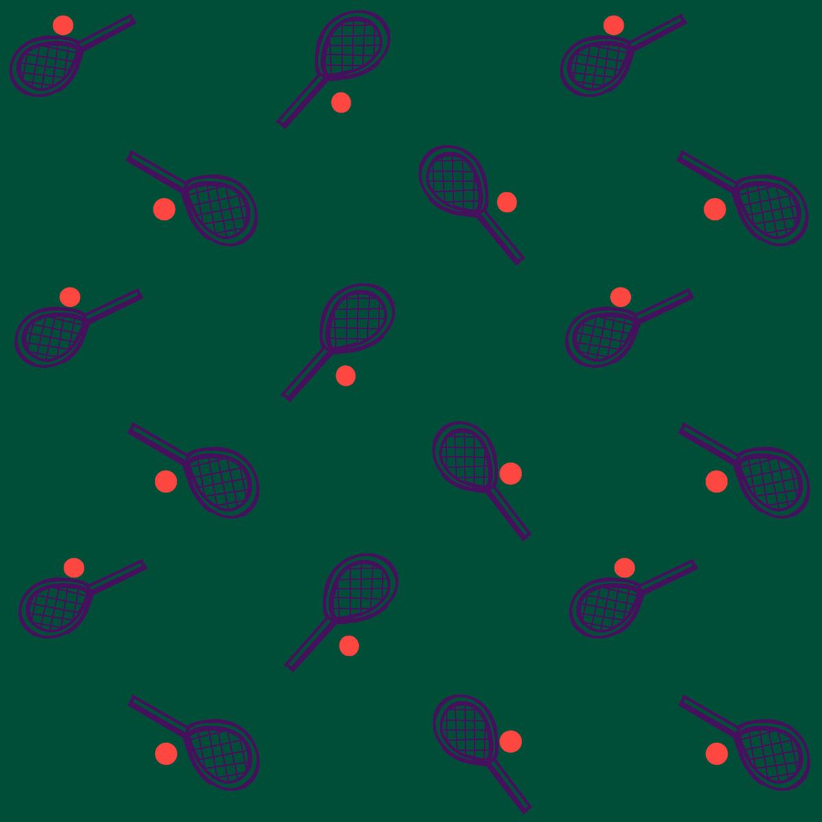 Tennis Match on Forest Green Fabric