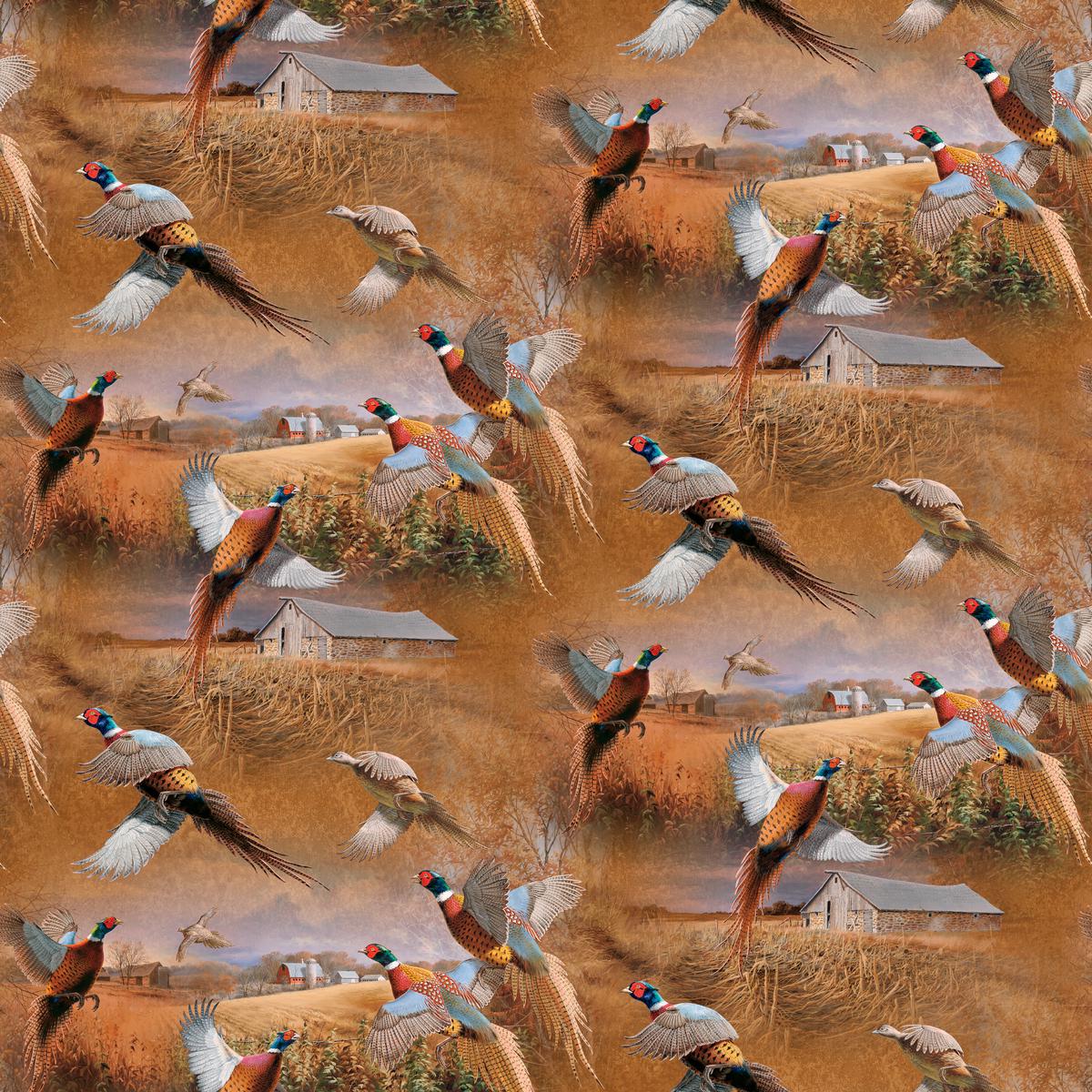 Wild Wings Crested Ringneck Scenic Fabric