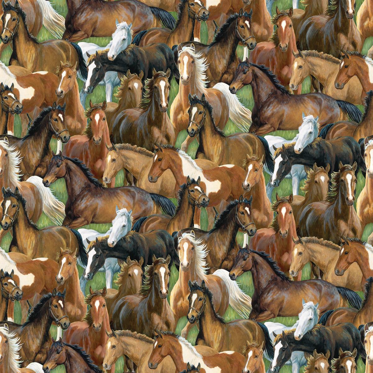 Wild Wings Sweetwater Bridge Packed Horses Fabric