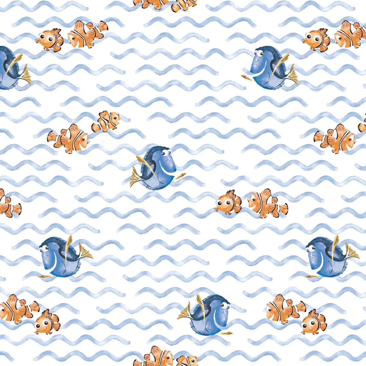 Disney and Pixar's Finding Nemo Blue Waves Fabric