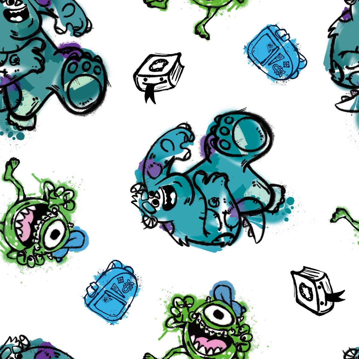Disney and Pixar's Monsters University Watercolor Monster Fabric
