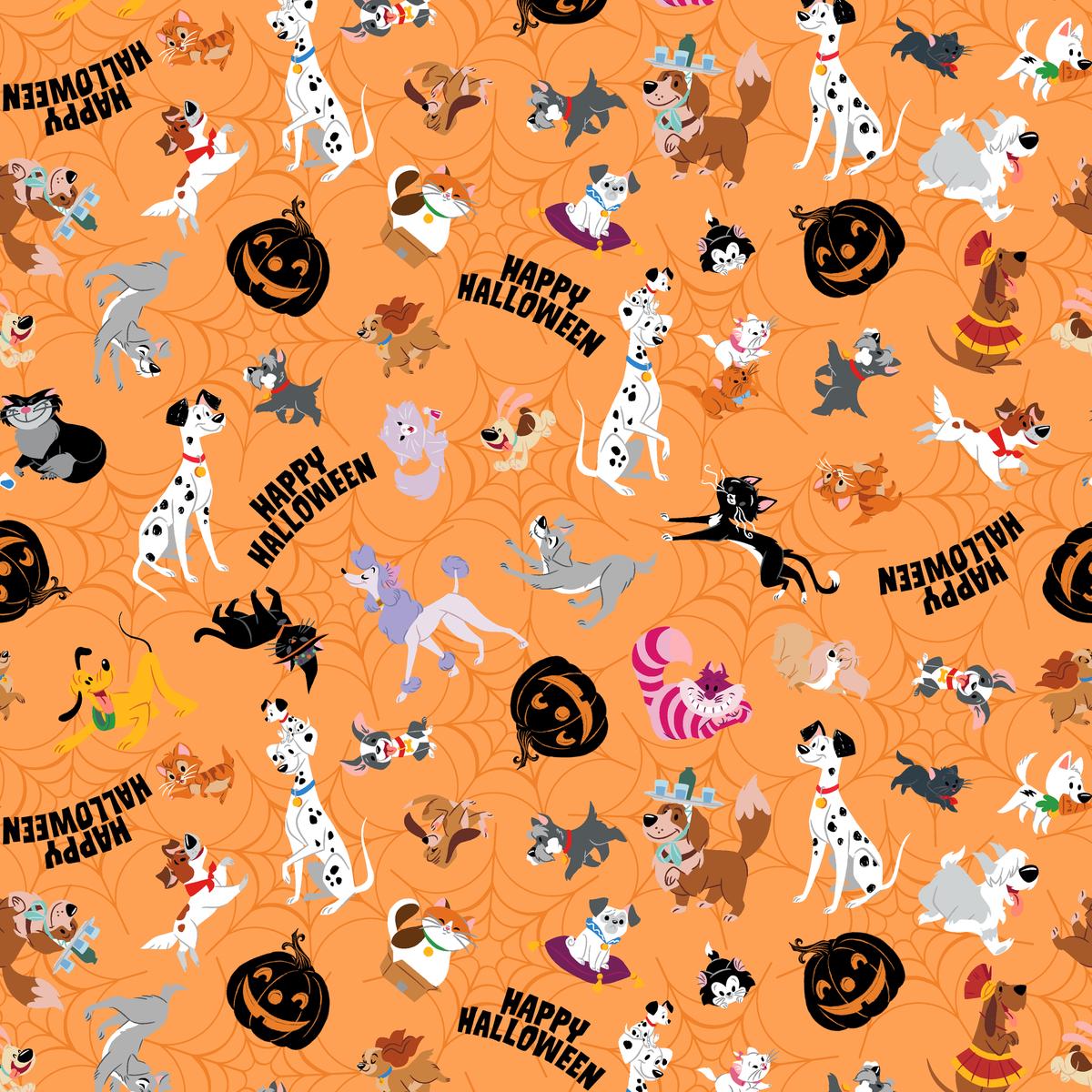 Disney Halloween Dogs & Cats Spooky Tails Fabric