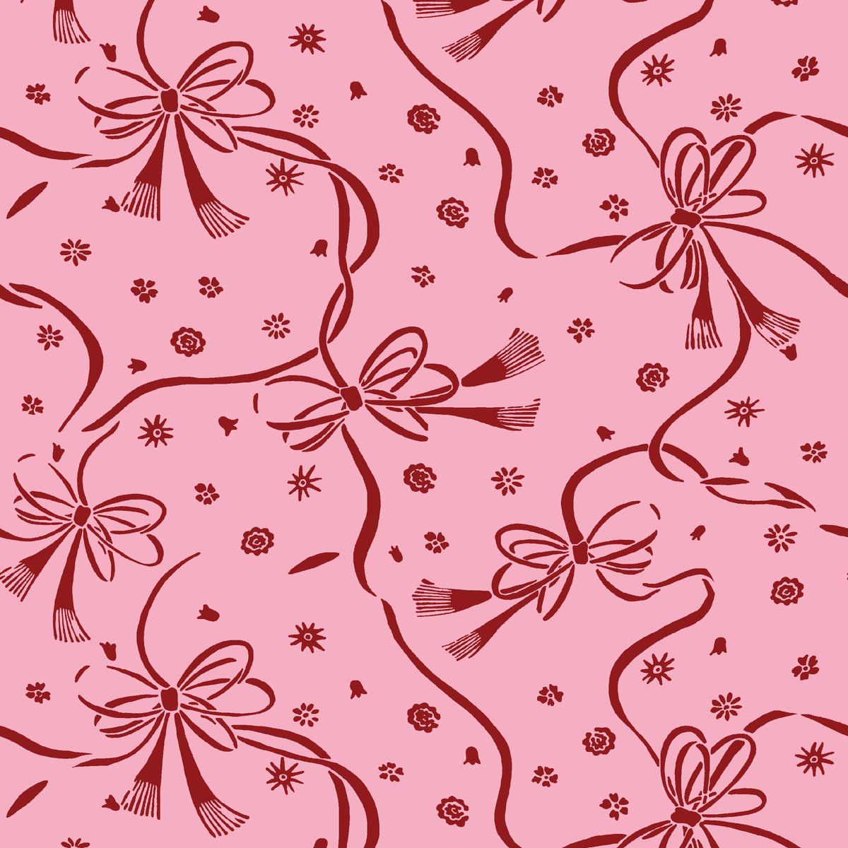 Festive Bows on Blush Fabric