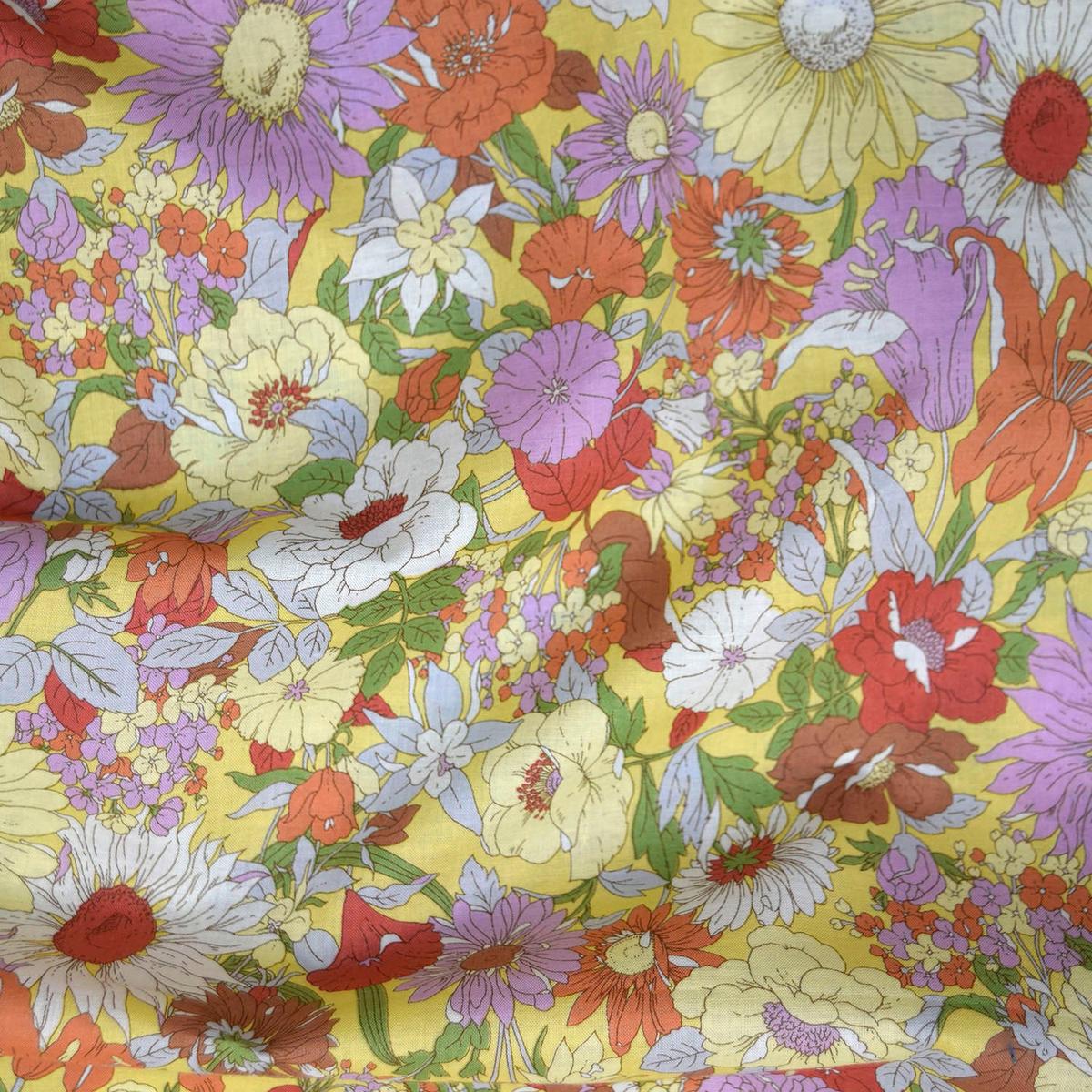 Flownny Summer Flowers Cotton Lawn - Yellow NFA-1000-5