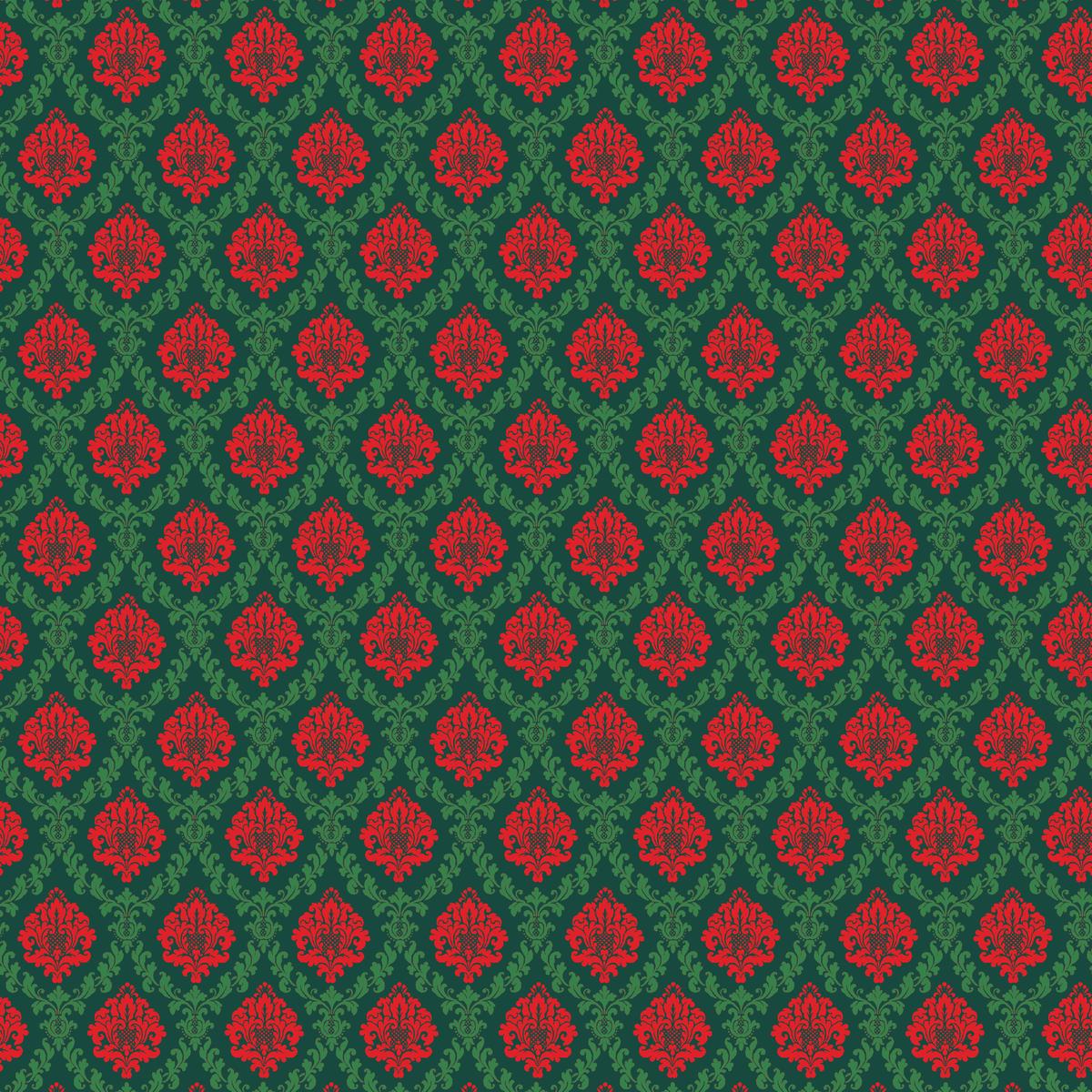 Grand Brocade on Red & Green Fabric