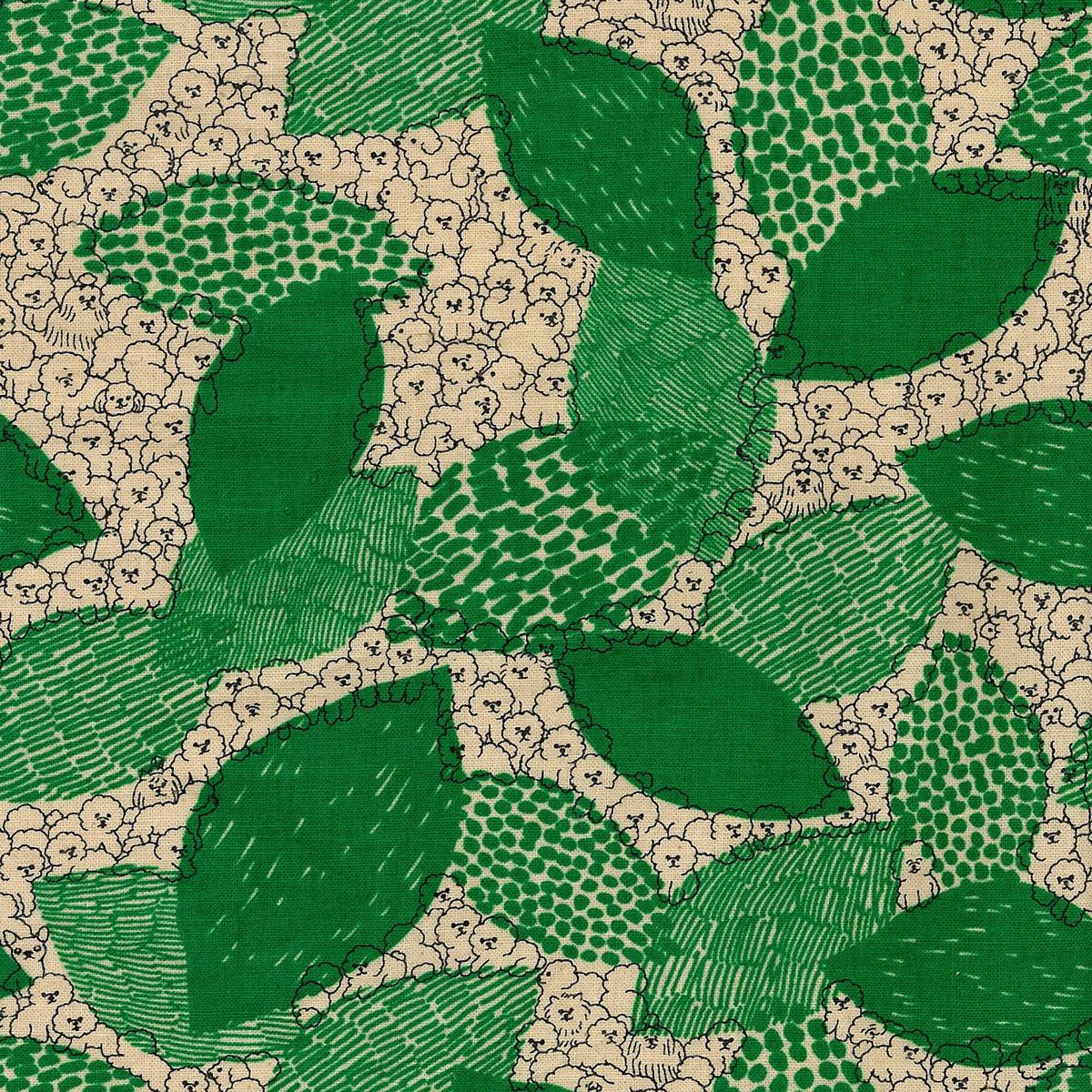 Marble SUD Bichon Frise Cotton Linen Sheeting - Green EGX-8502-1