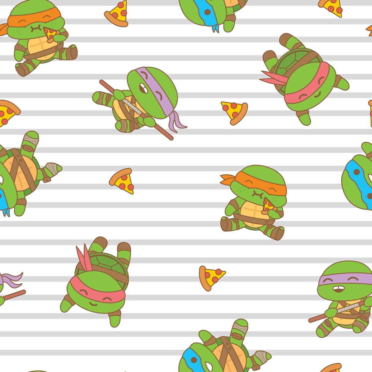 Nickelodeon TMNT Stripes & Pizza Fabric
