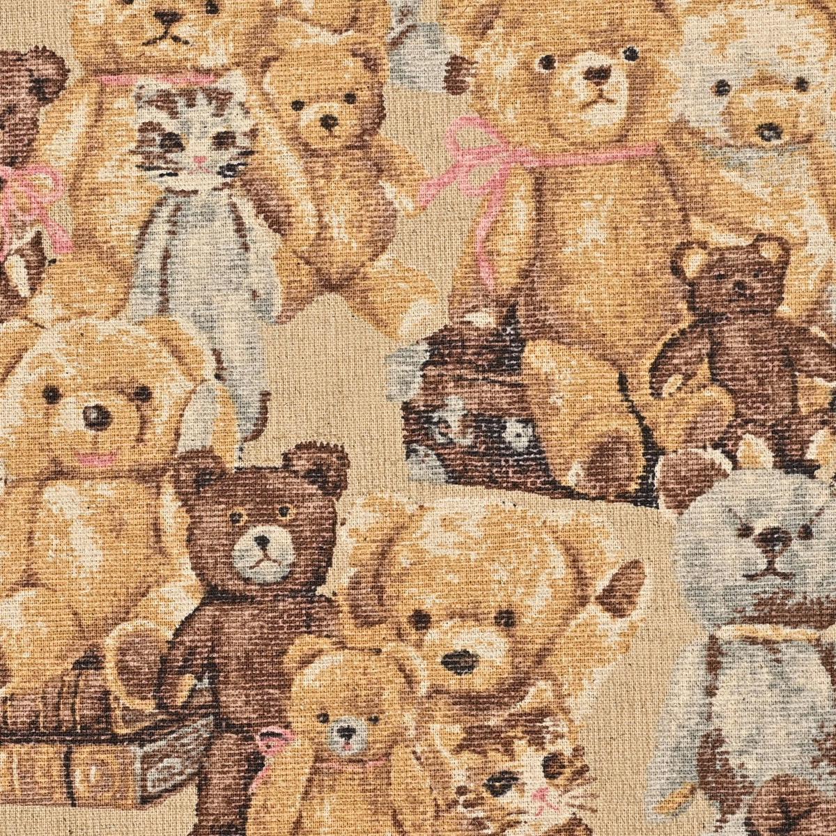 Teddy Bear Brushed Cotton Linen Canvas - Beige YGA-86010-1