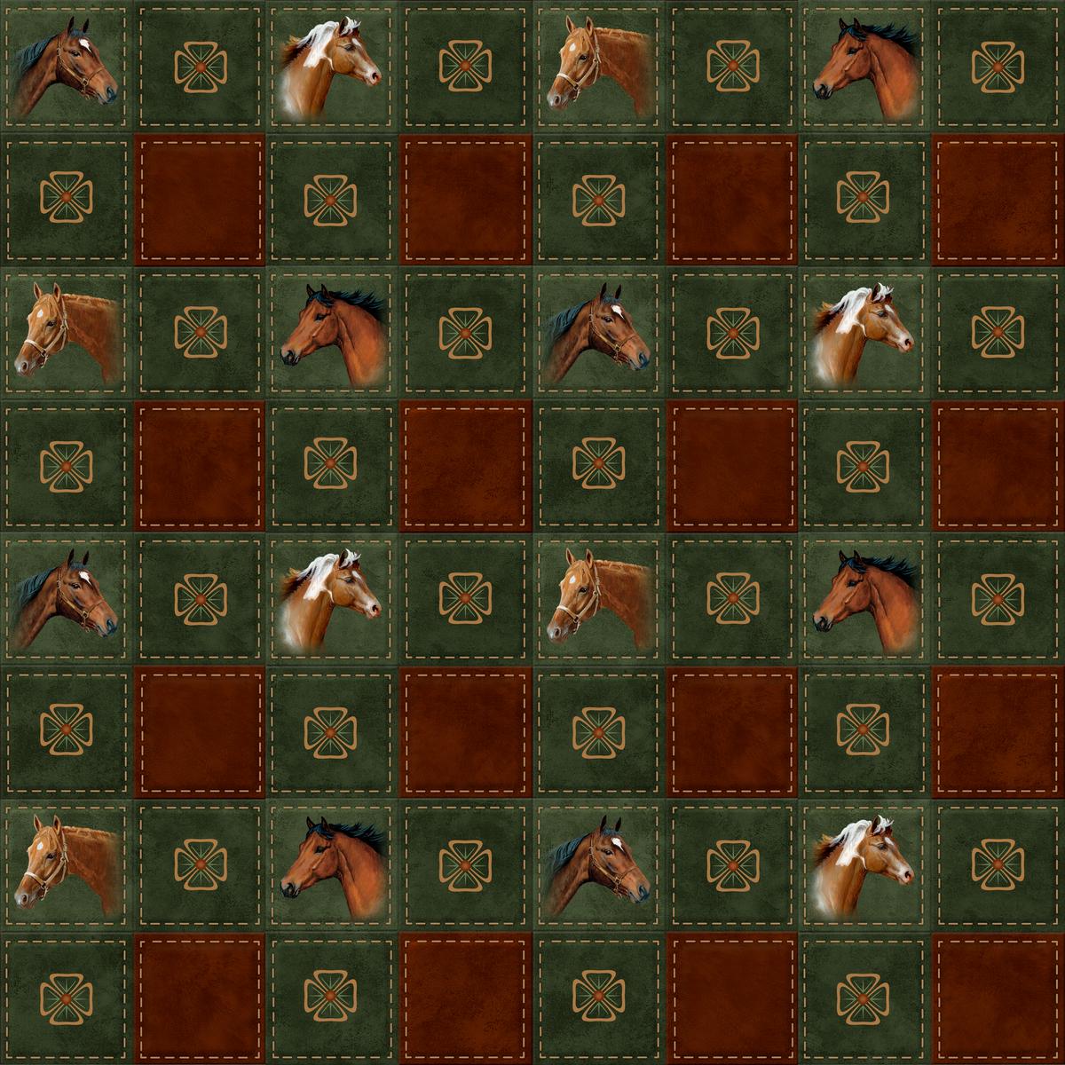 Wild Wings Noble Stature Horse Squares Fabric
