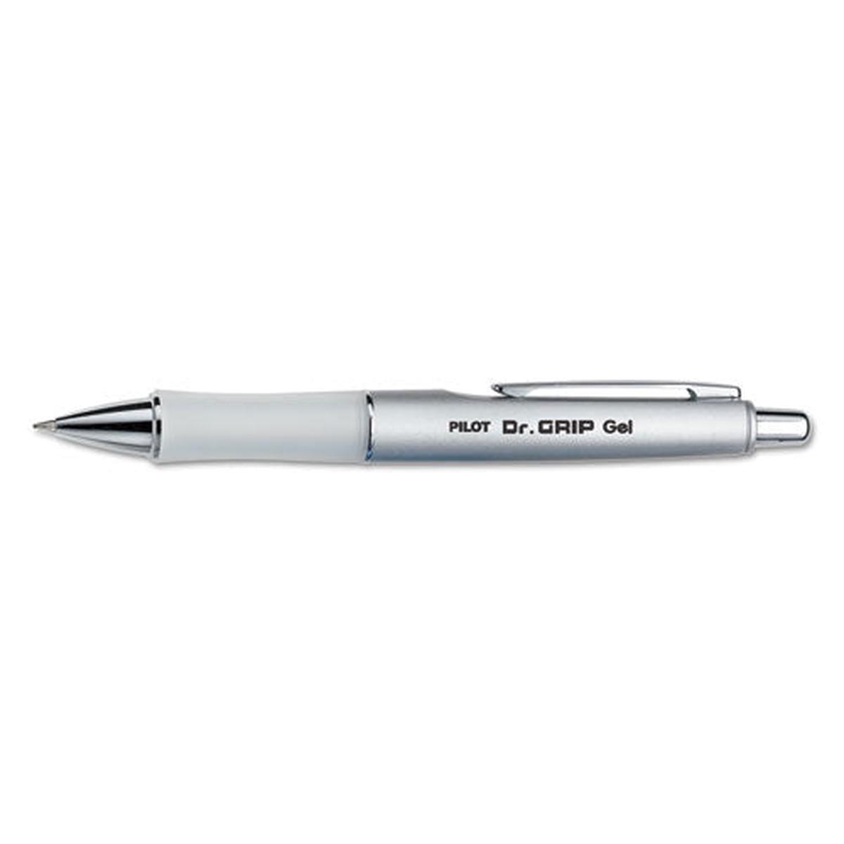 Dr. Grip Limited Retractable Gel Pen, Fine 0.7mm, Black Ink, Platinum Barrel