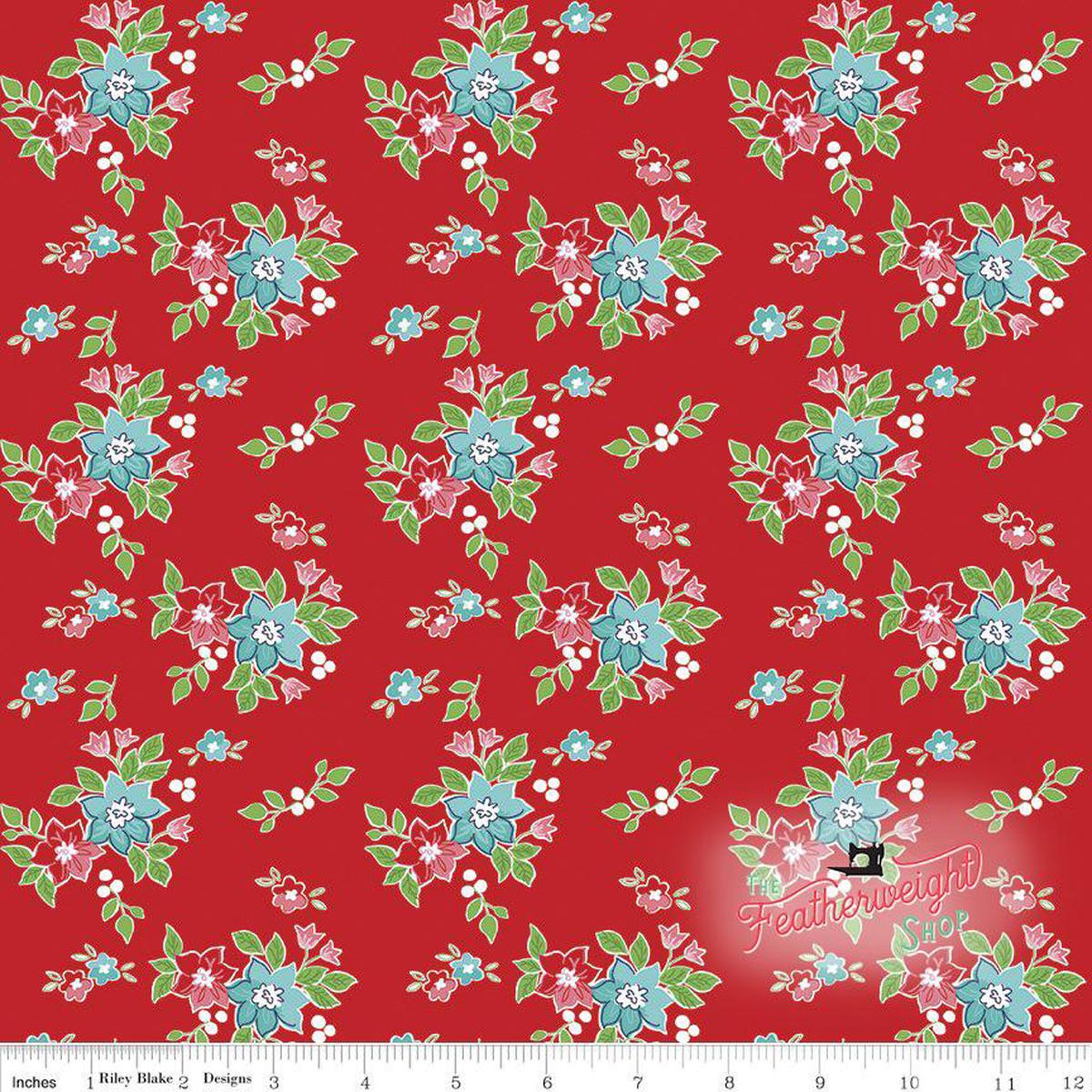 Fabric, Seaside by Tasha Noel for Riley Blake - FLORAL RED (by the yard)