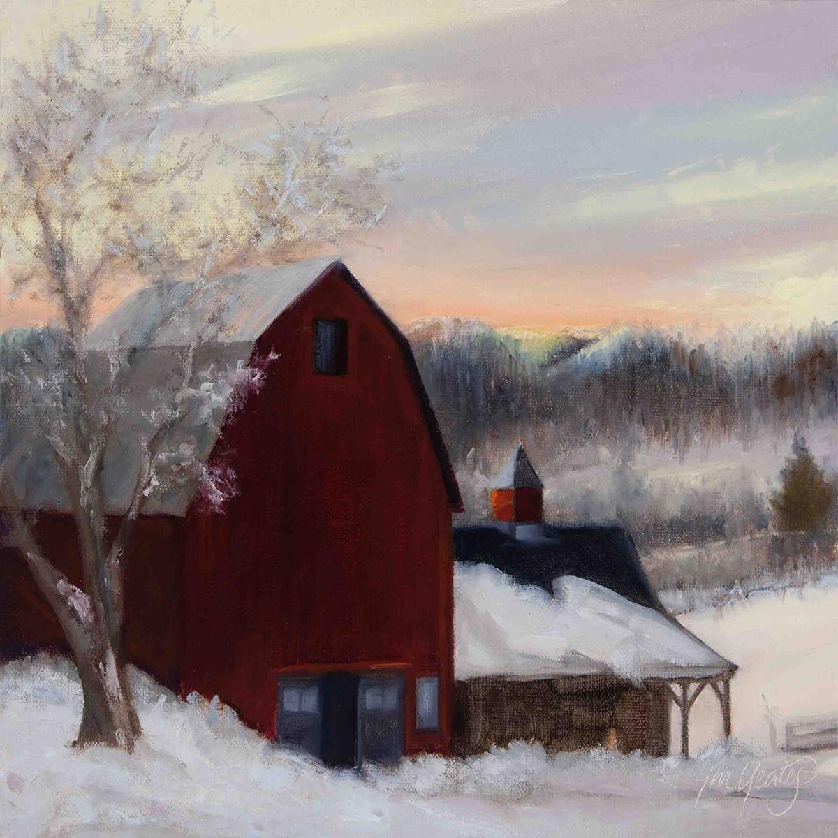Sketches of Cherry Valley Burgundy Barn Notecard