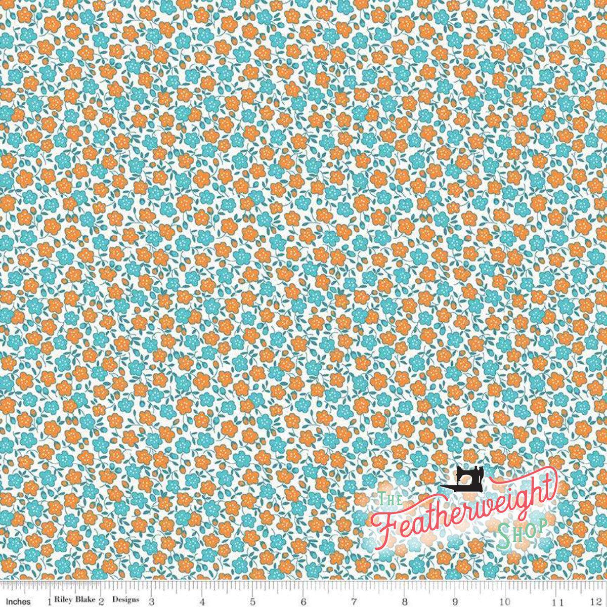 Fabric, Storytime 30's by Penny Rose for Riley Blake Designs - FLORAL TEAL (by the yard)