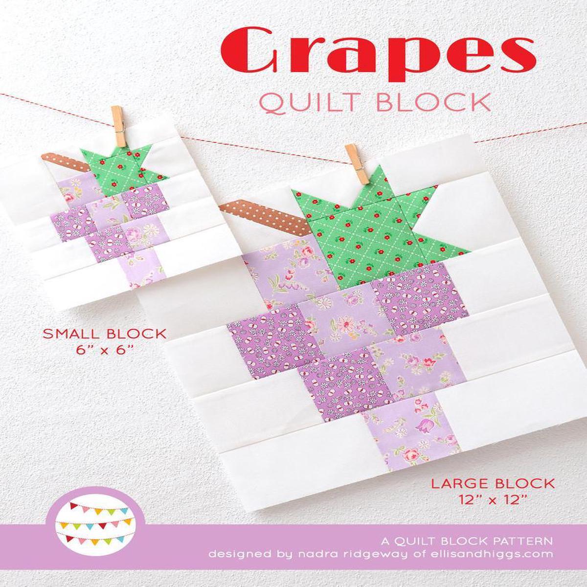 Pattern, Grapes Quilt Block by Ellis & Higgs (digital download)