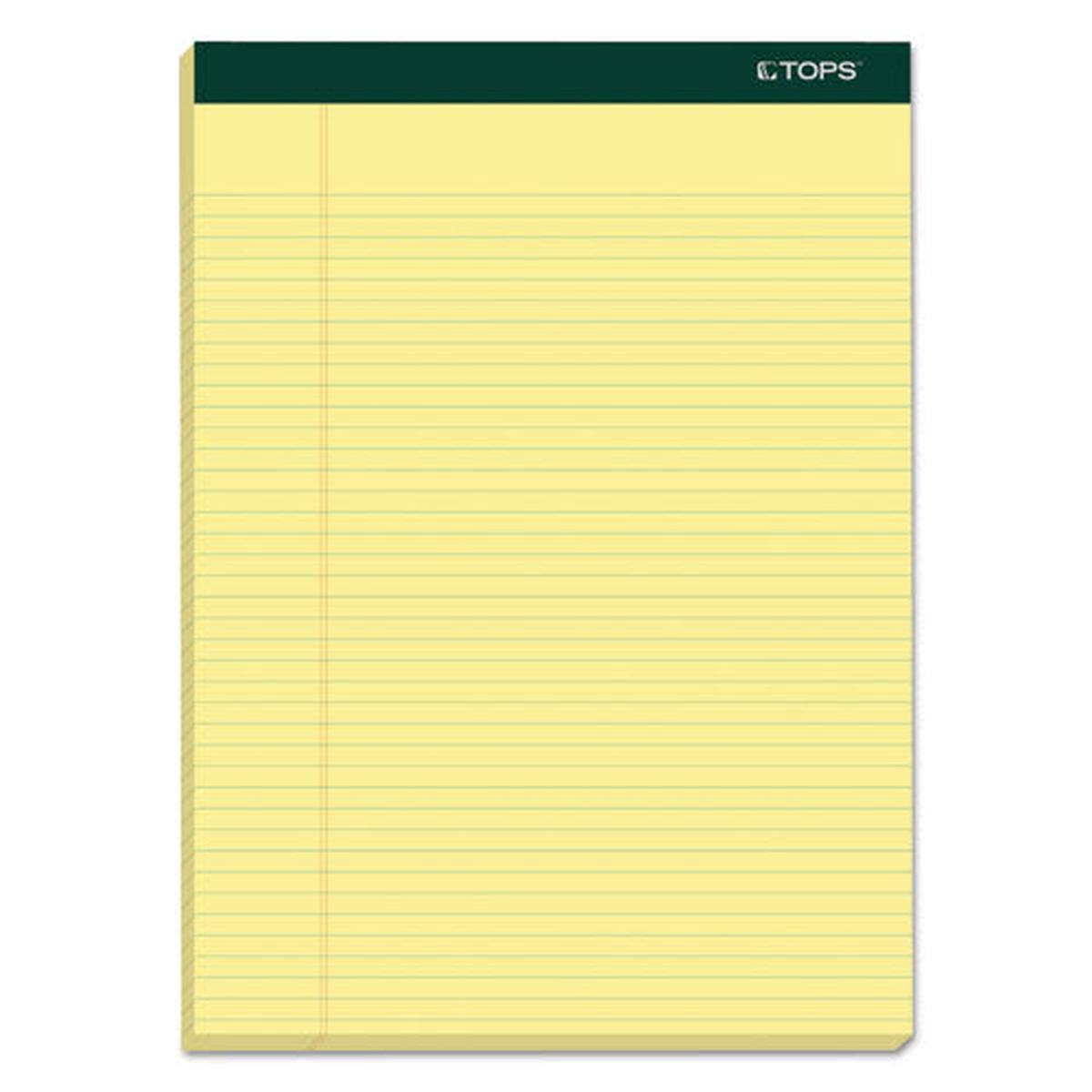 Double Docket Ruled Pads, Narrow Rule, 8.5 X 11.75, Canary, 100 Sheets, 6-pack