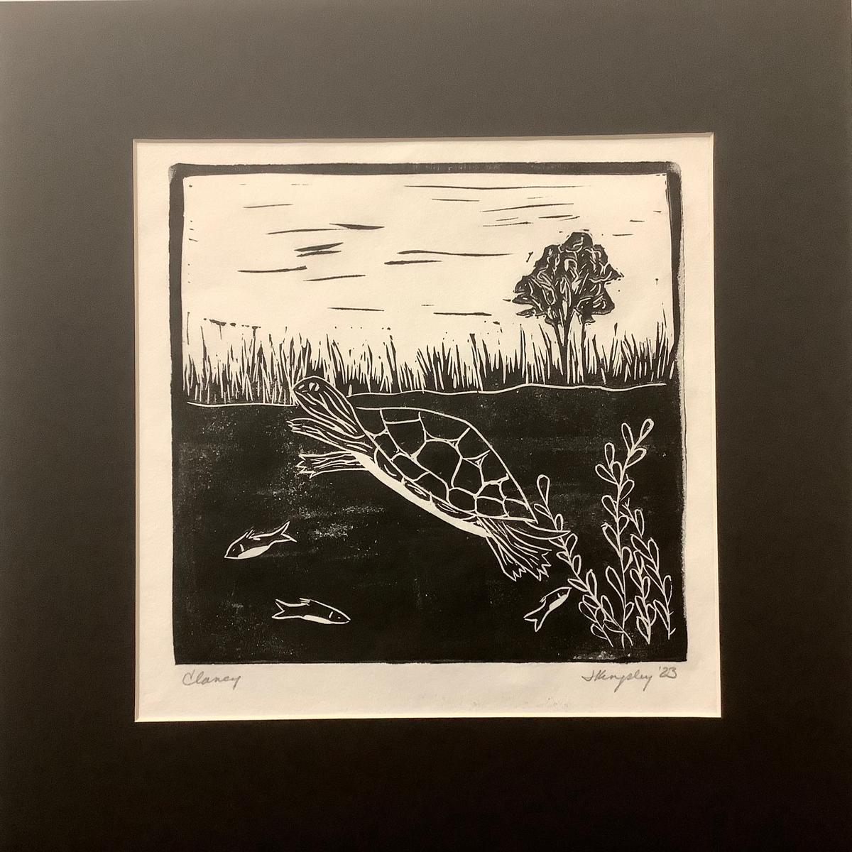 Clancy, Rubber Block Print Matted