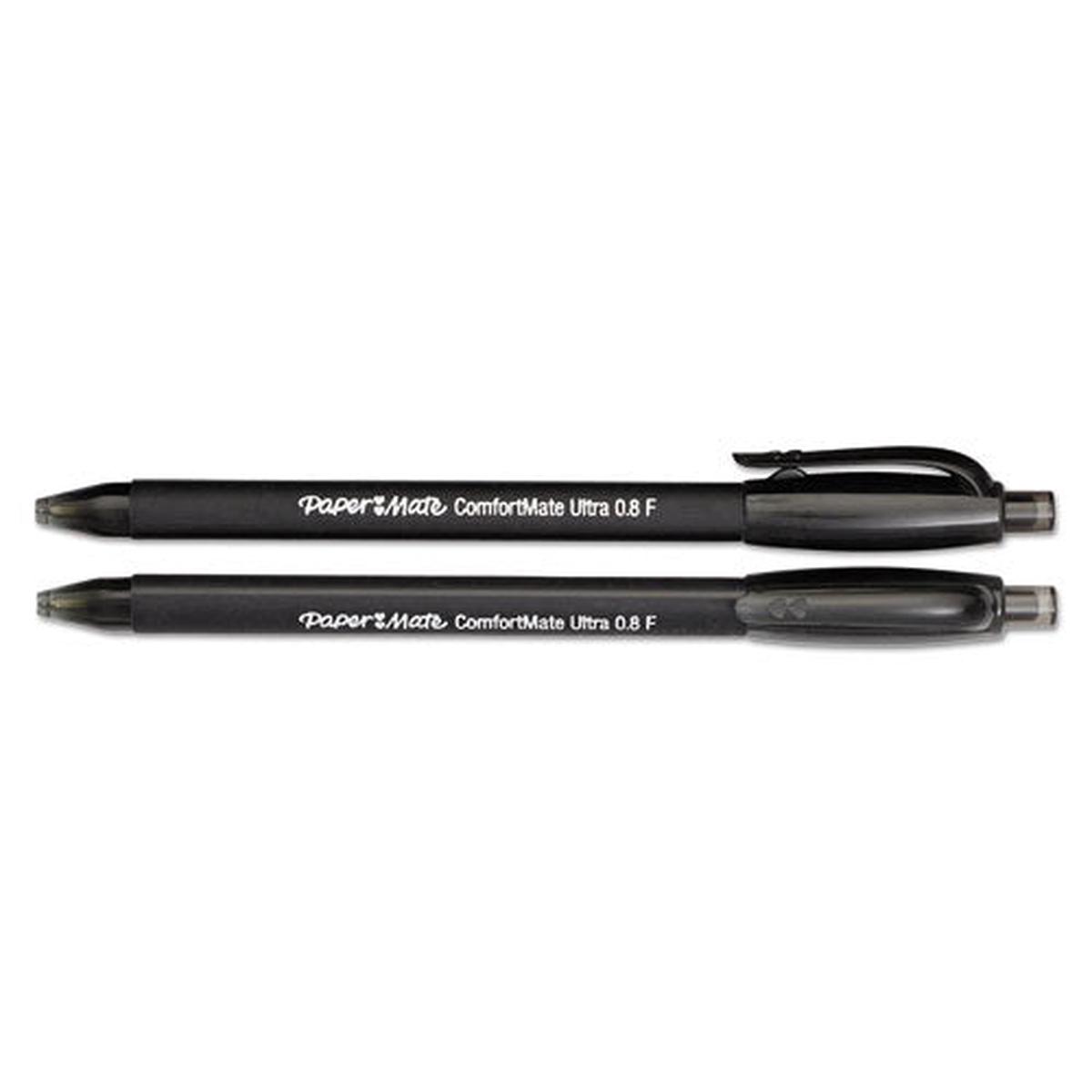 Comfortmate Ultra Retractable Ballpoint Pen, 0.8mm, Black Ink-barrel, Dozen