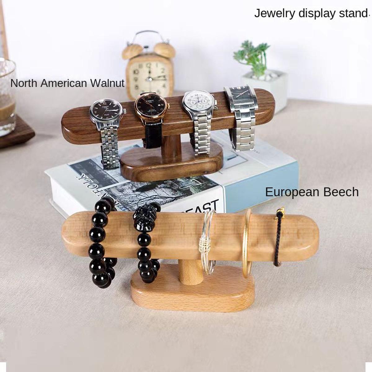 High-end Wooden Walnut Jewelry Display Rack for Watches, Bracelets, Necklaces and Accessories Storage
