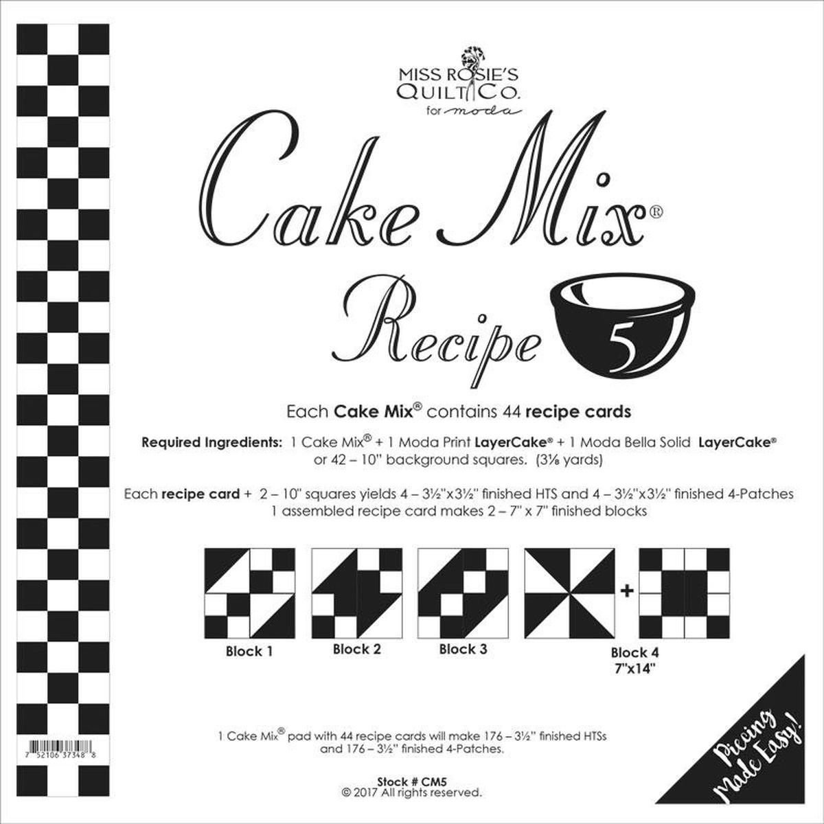 PATTERN, Miss Rosie's Quilt Co. - CAKE Mix Recipe #5
