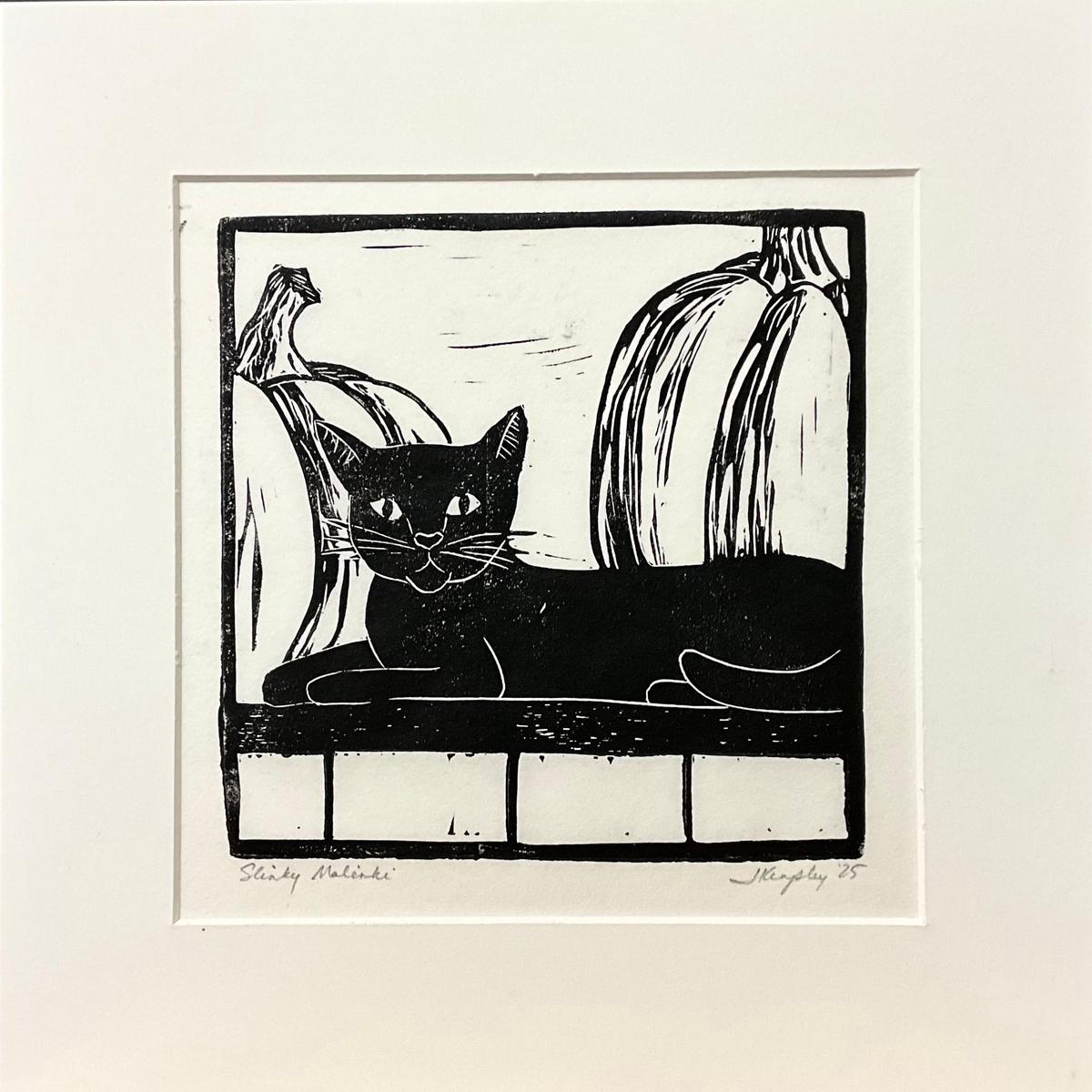 Slinky Malinki Rubber Block Print with White Mat