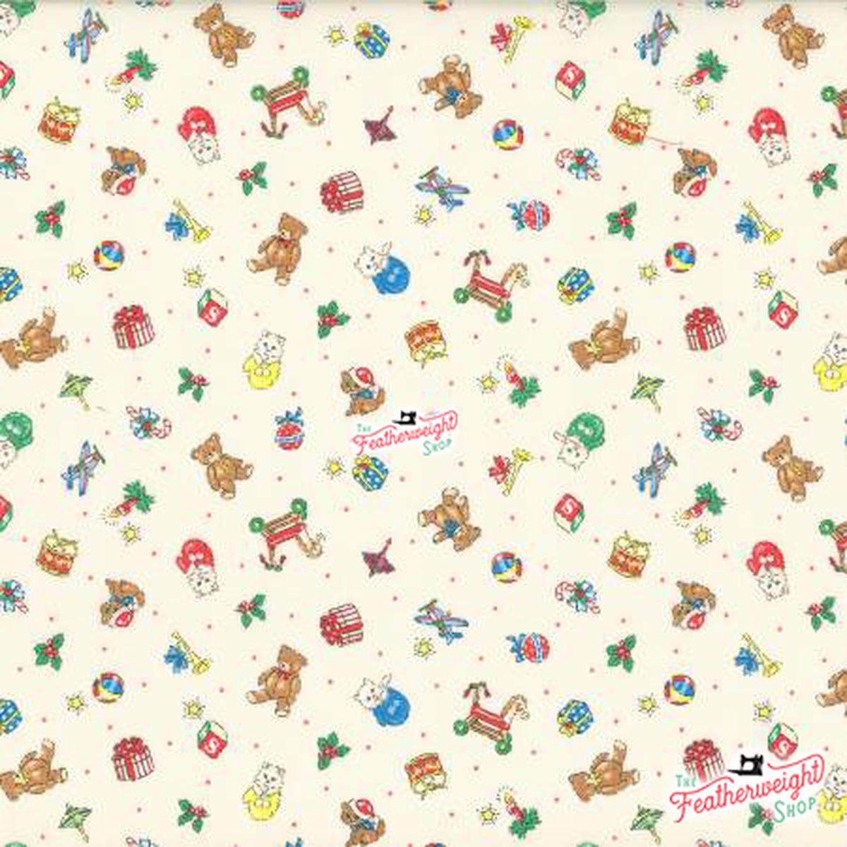 Fabric, Under the Christmas Tree by Lecien - CHRISTMAS TOYS WHITE (by the yard)