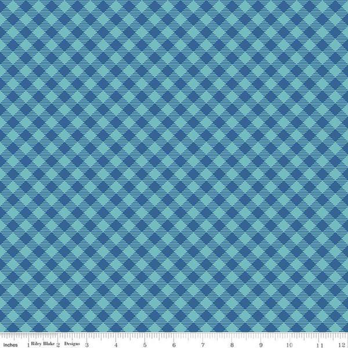 Fabric, COZY Christmas by Lori Holt of Bee in My Bonnet - Gingham, Blue