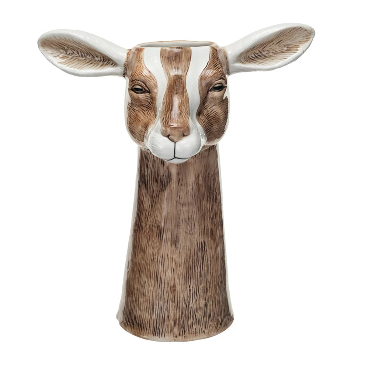 Hand Painted Stoneware Goat Vase
