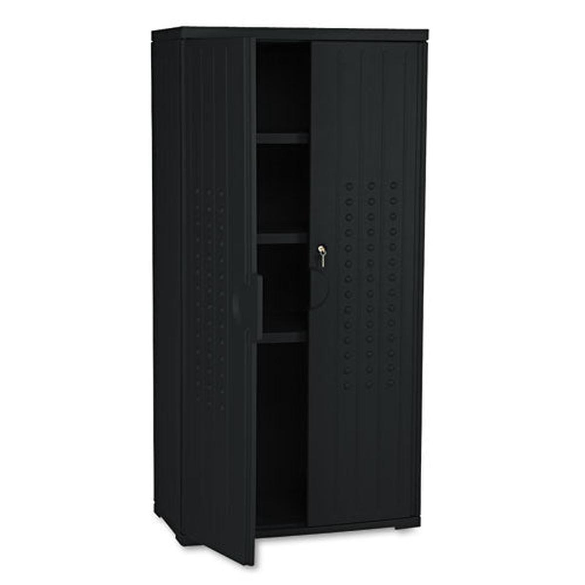 Officeworks Resin Storage Cabinet, 33w X 18d X 66h, Black