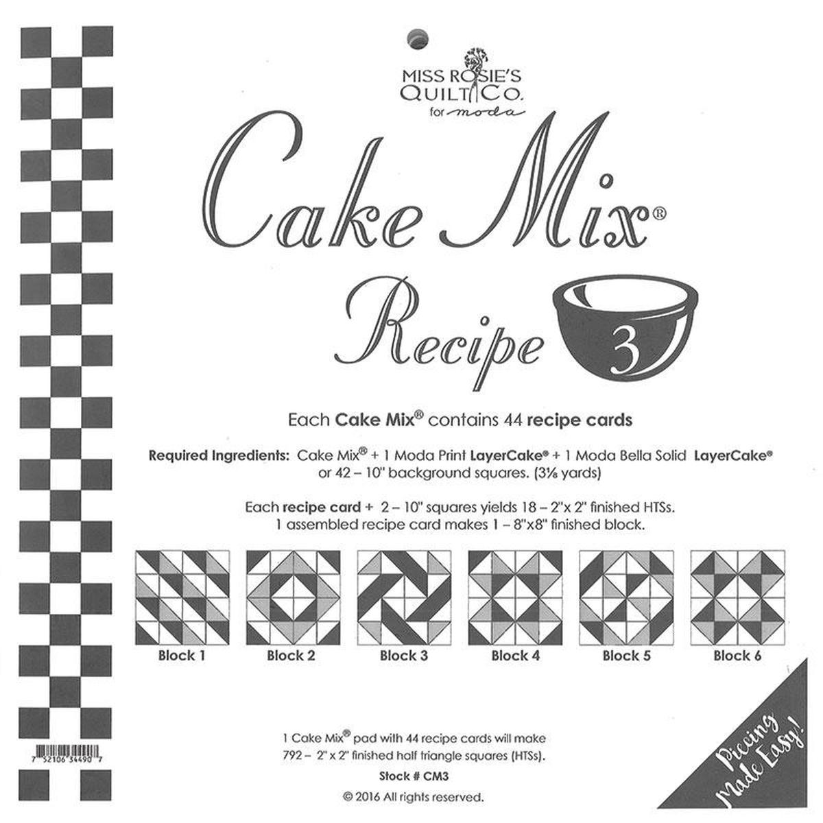 PATTERN, Miss Rosie's Quilt Co. - CAKE Mix Recipe #3