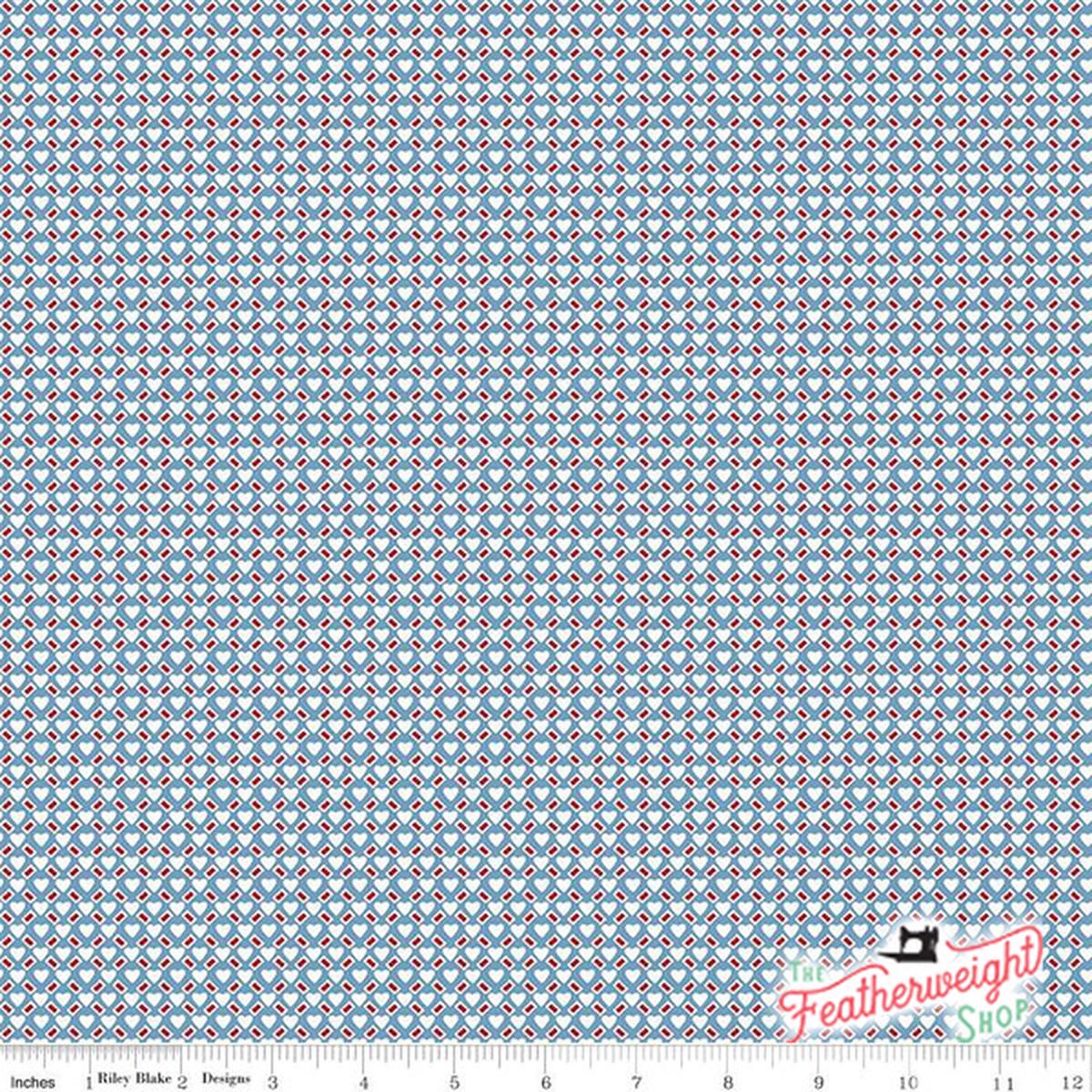 Fabric, Love Letters by Lindsay Wilkes for Riley Blake Designs - Ditsy Blue (by the yard)