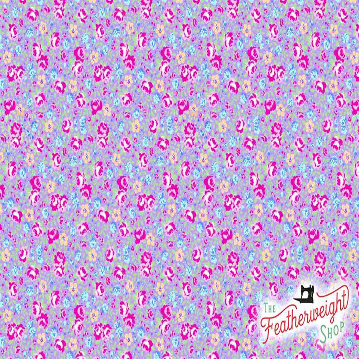 Fabric, Flower Sugar Symbol of Love by LECIEN - SMALL ROSES PURPLE (by the yard)