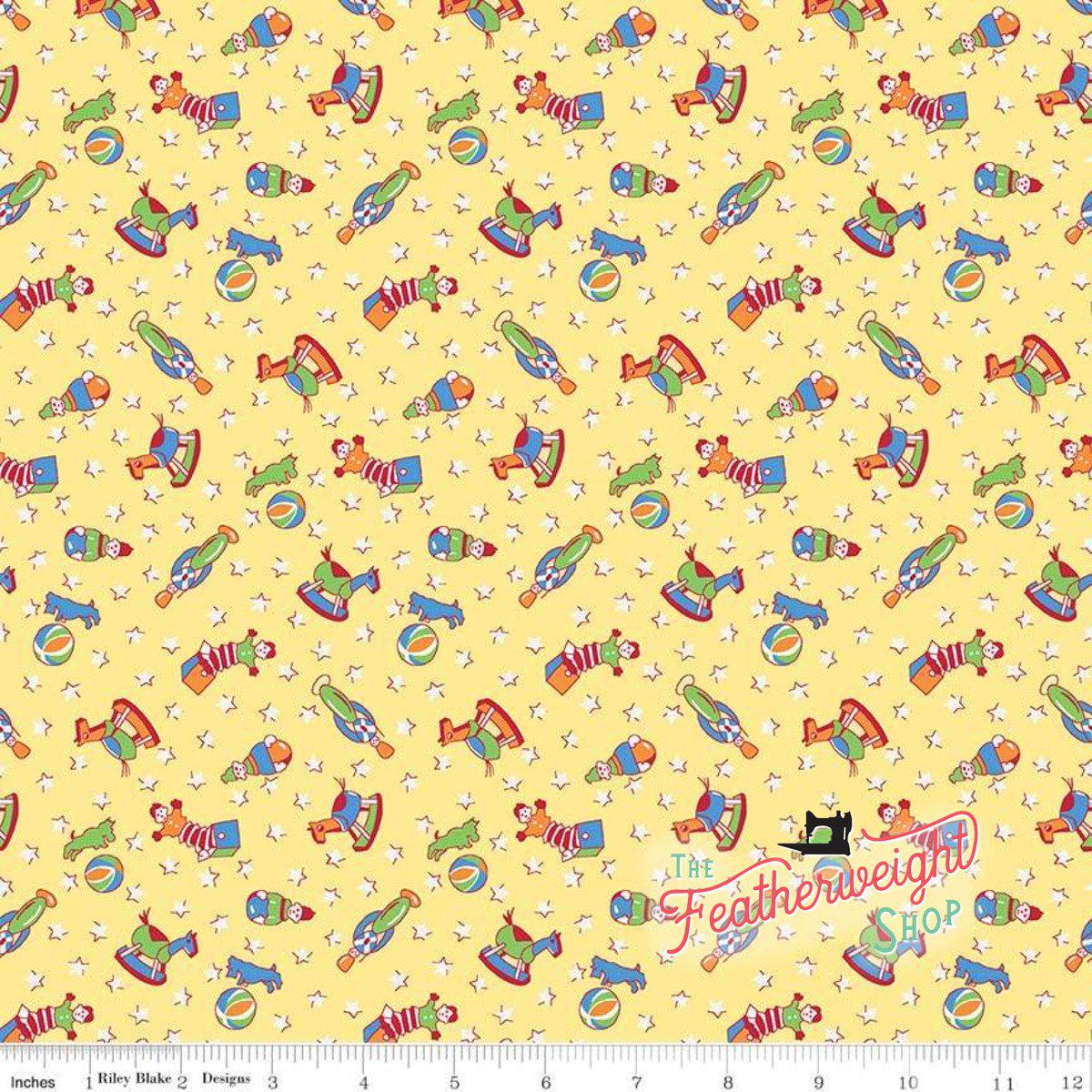 Fabric, Storytime 30's by Penny Rose for Riley Blake Designs - TOYS YELLOW (by the yard)
