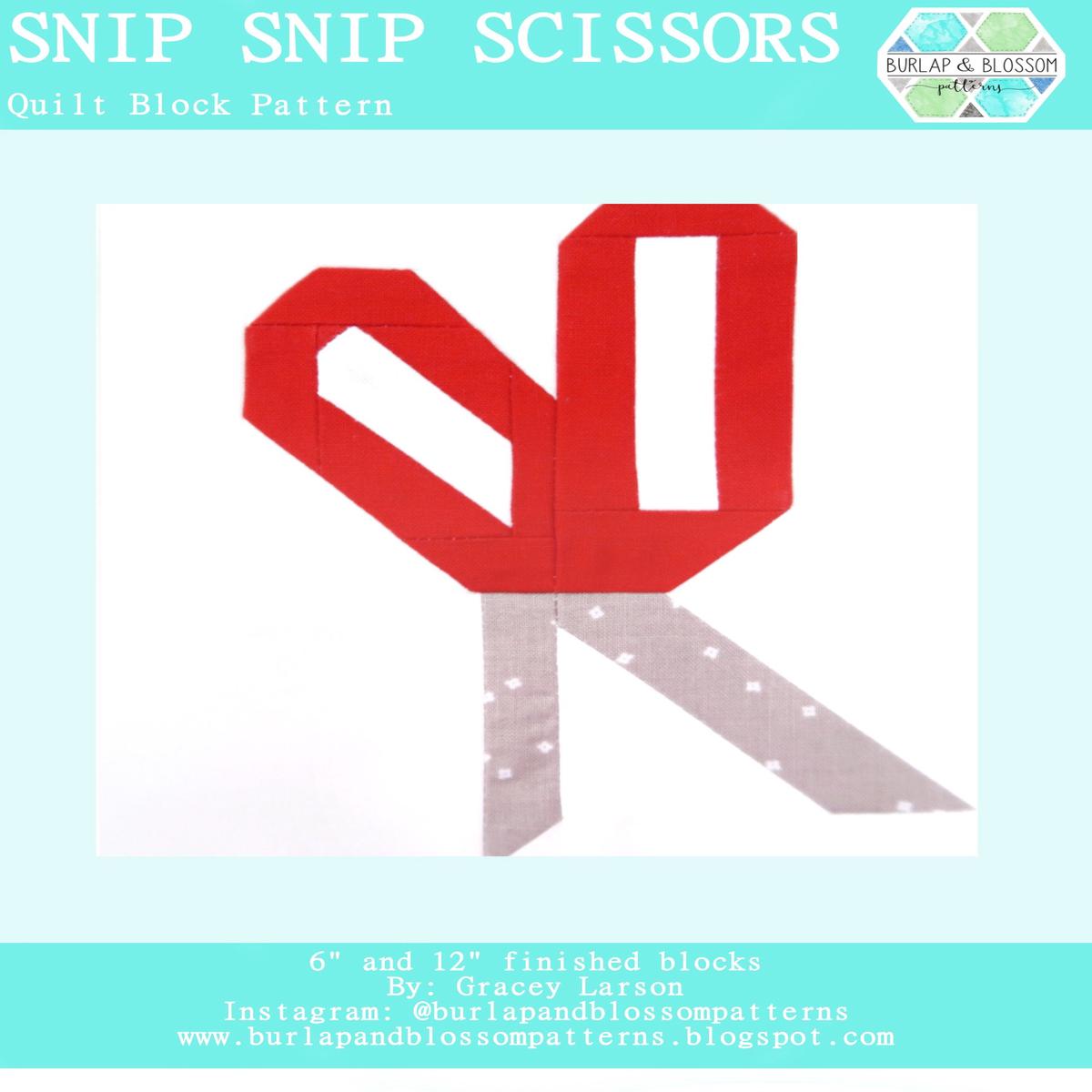 Pattern, Snip Snip Scissors Block by Burlap and Blossom (digital download)