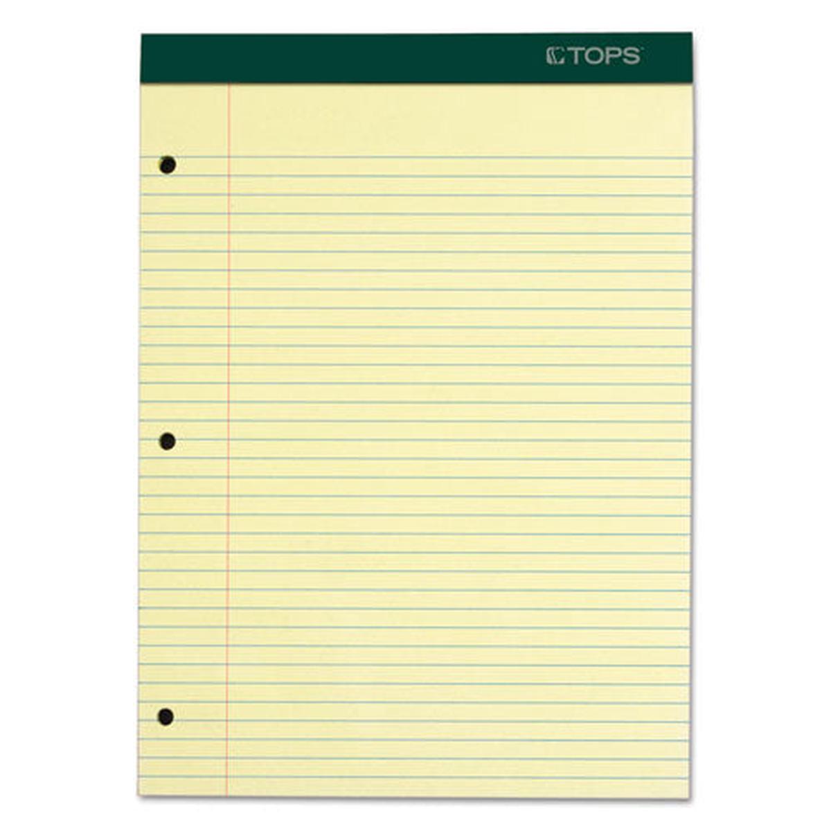 Double Docket Ruled Pads, Medium-college Rule, 8.5 X 11.75, Canary, 100 Sheets