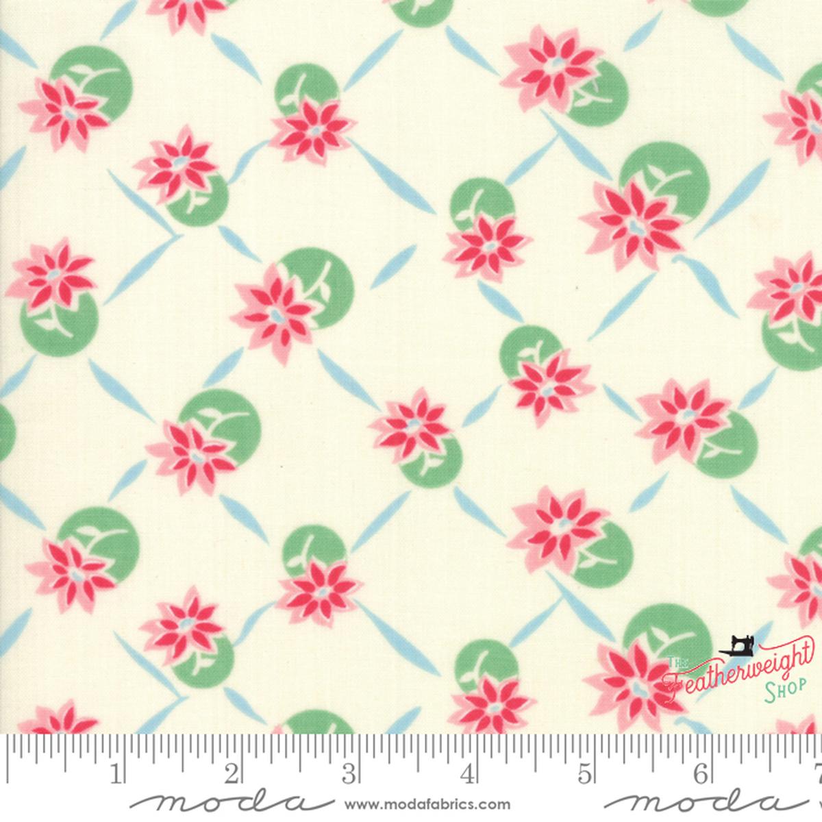 Fabric, Cheeky by Urban Chiks - RED FLORAL GIGGLES SWEET CREAM (by the yard)