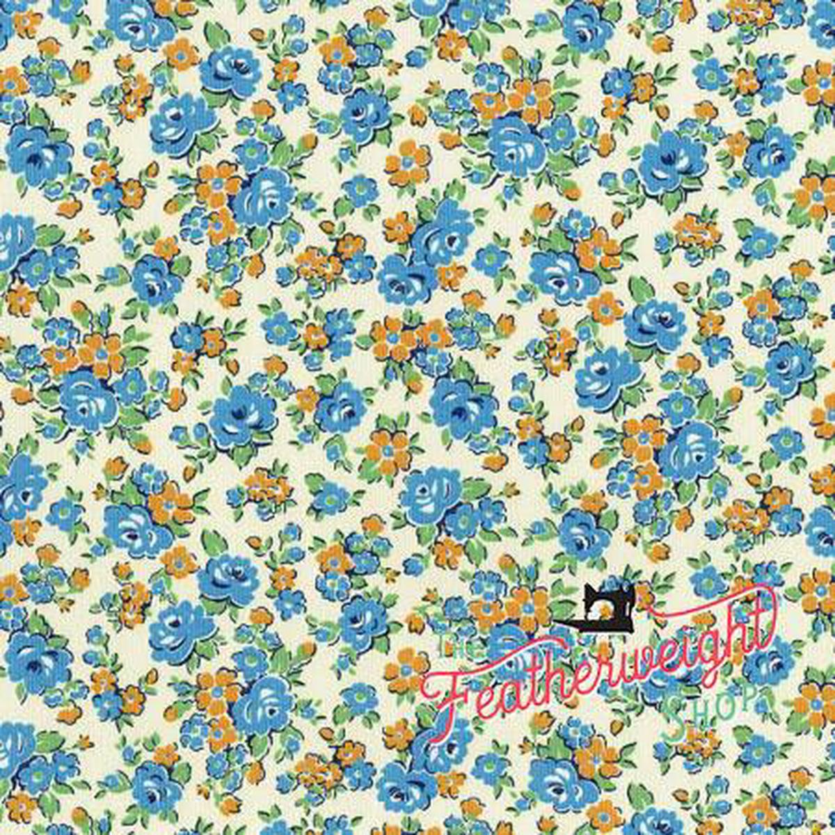 Fabric, Retro 30's Child Smile Spring 2018 by LECIEN - FLORAL YELLOW BLUE (by the yard)