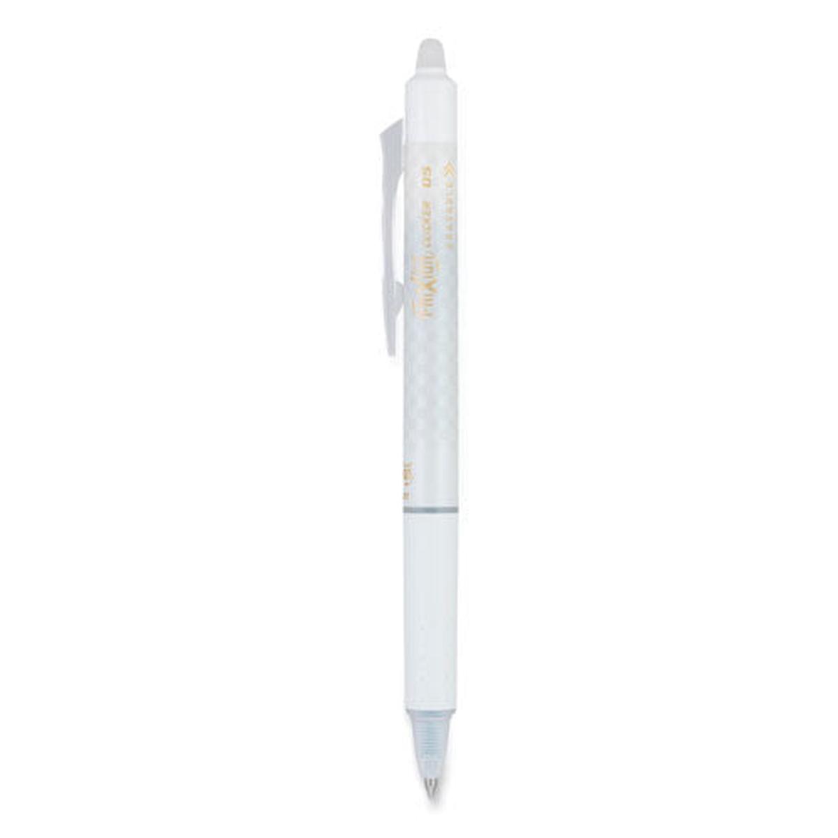 Frixion Clicker Design Erasable Retractable Gel Pen, Extra Fine 0.5 Mm, Black Ink, White Barrel, Dozen