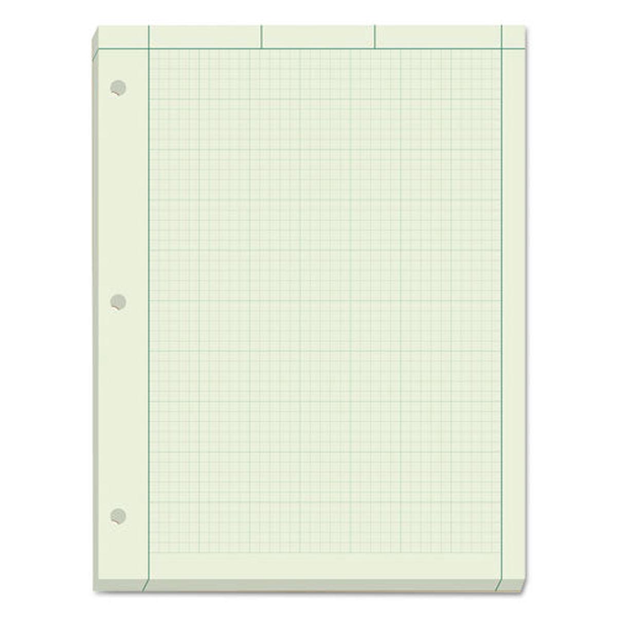 Engineering Computation Pads, 5 Sq-in Quadrille Rule, 8.5 X 11, Green Tint, 200 Sheets
