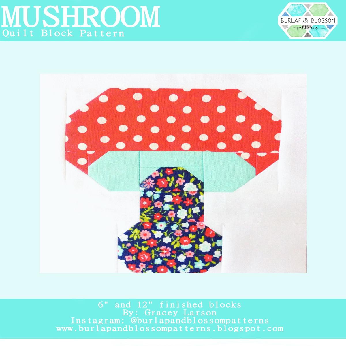 Pattern, Toadstool Quilt Block by Burlap and Blossom (digital download)