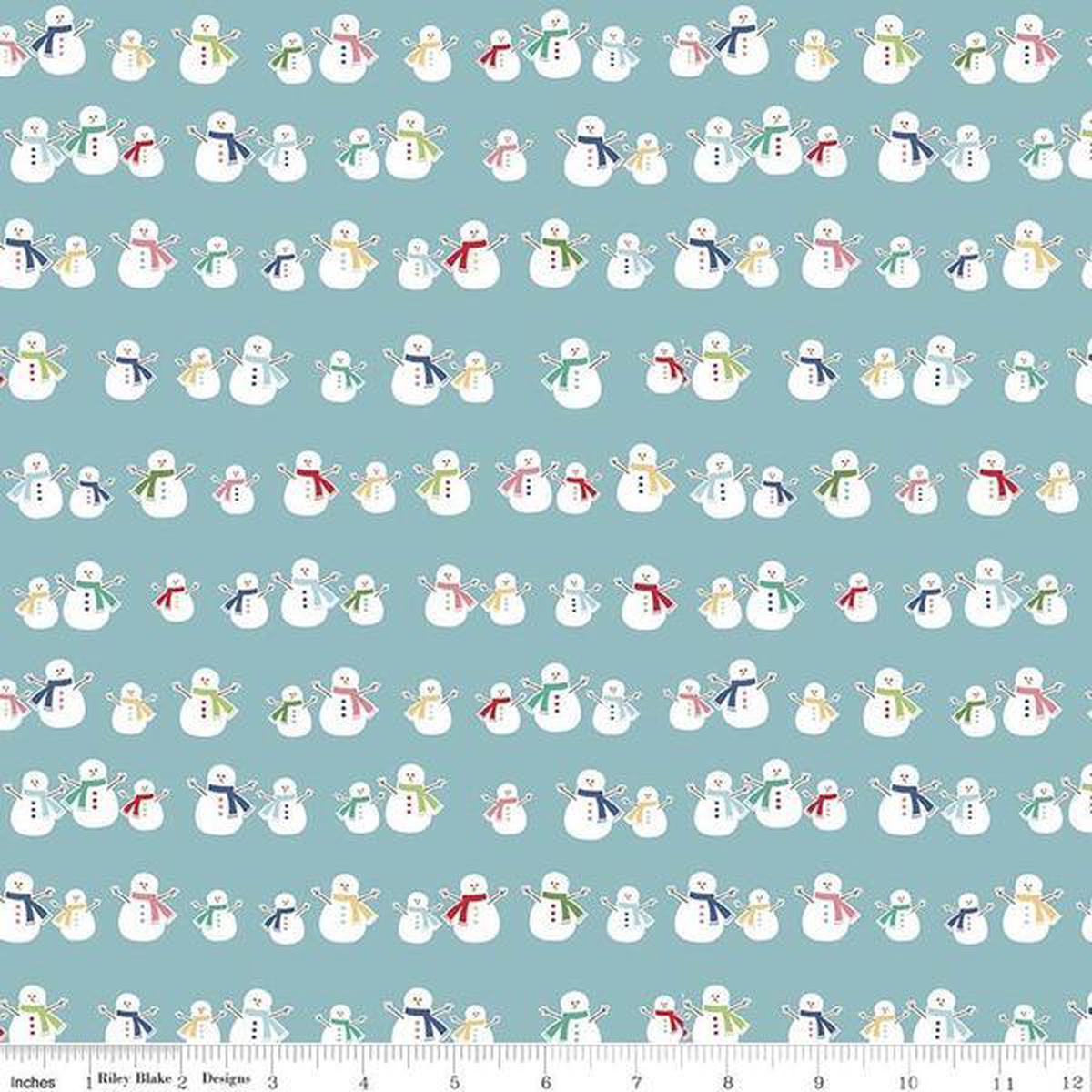 Fabric, COZY Christmas by Lori Holt of Bee in My Bonnet - Snowmen, Blue