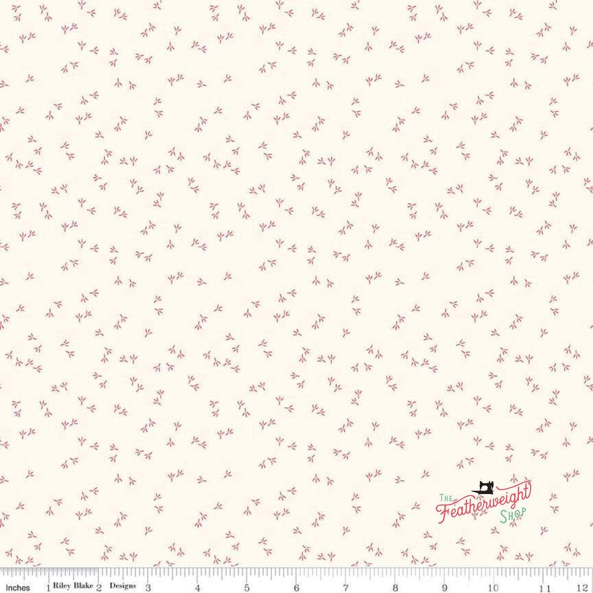 Fabric, Farm Girl Vintage by Lori Holt CHICKEN TRACKS CLOUD (by the yard)