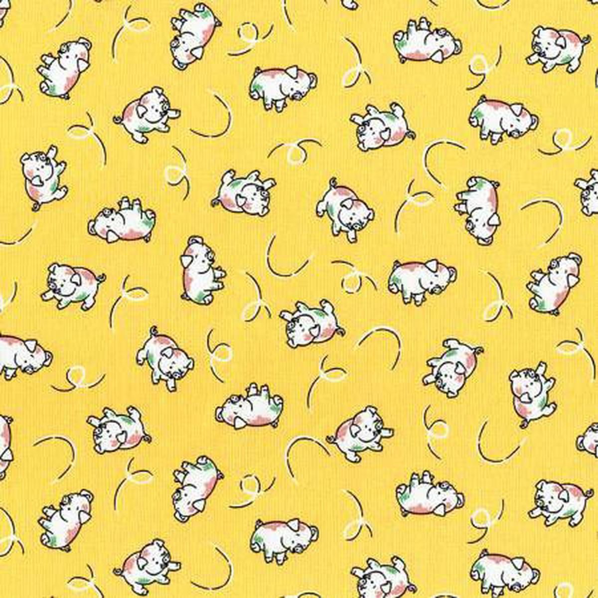 Fabric, Retro 30's Child Smile Spring 2018 by LECIEN - PIGS YELLOW (by the yard)