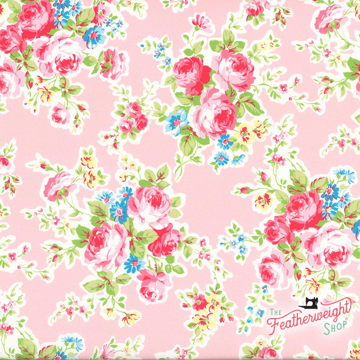Fabric, Antique Flower in Pastel by LECIEN - FLORAL BOUQUET PINK (by the yard)