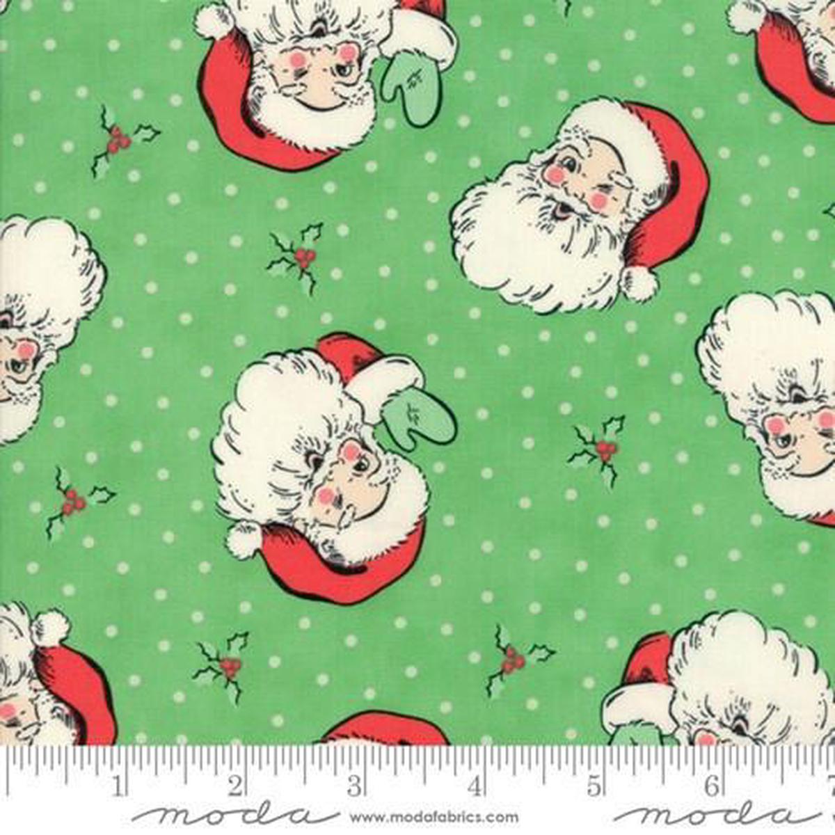 Fabric, Swell Sweet Christmas by Urban Chiks for Moda Fabrics - Santa, Green