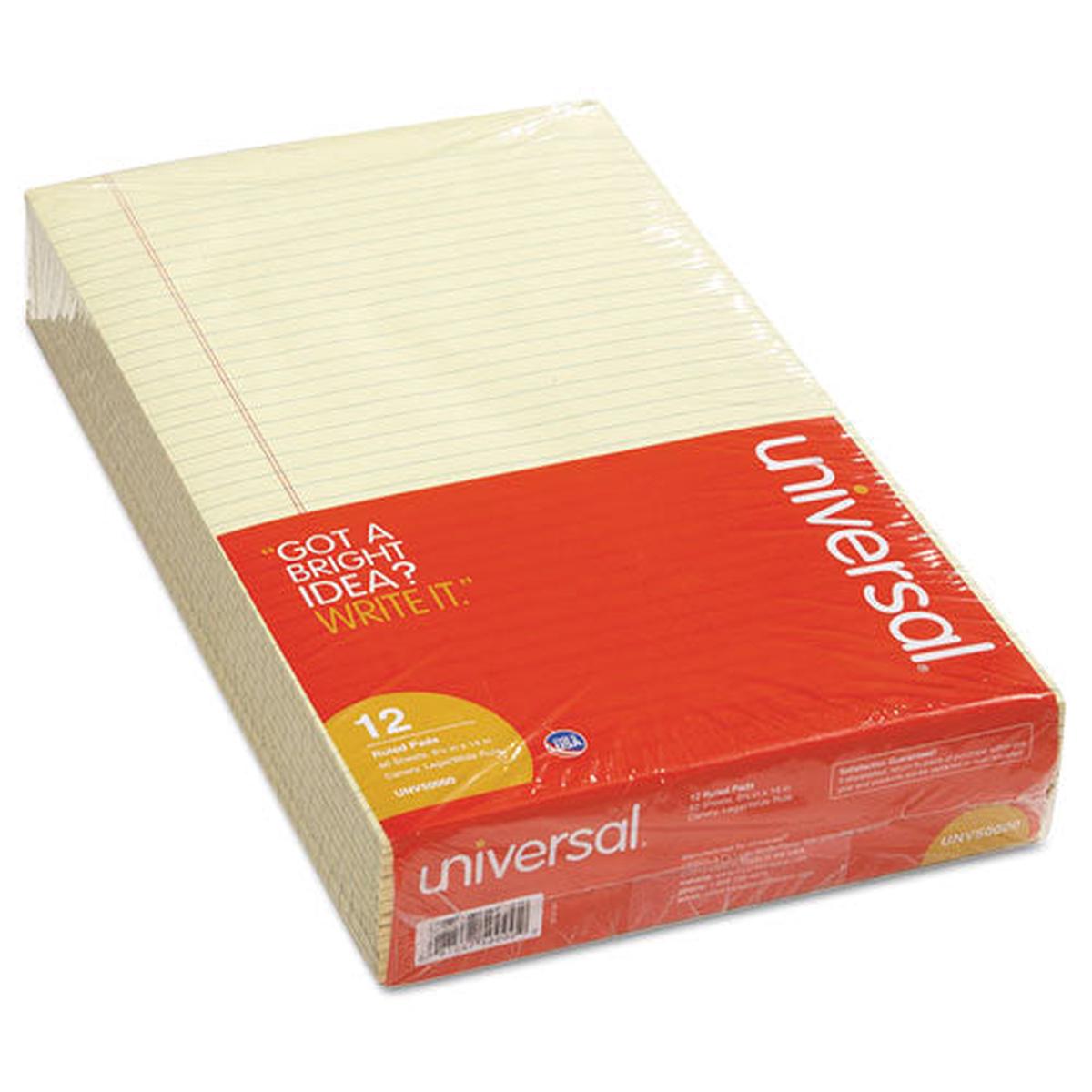 Glue Top Pads, Wide-legal Rule, 8.5 X 14, Canary, 50 Sheets, Dozen