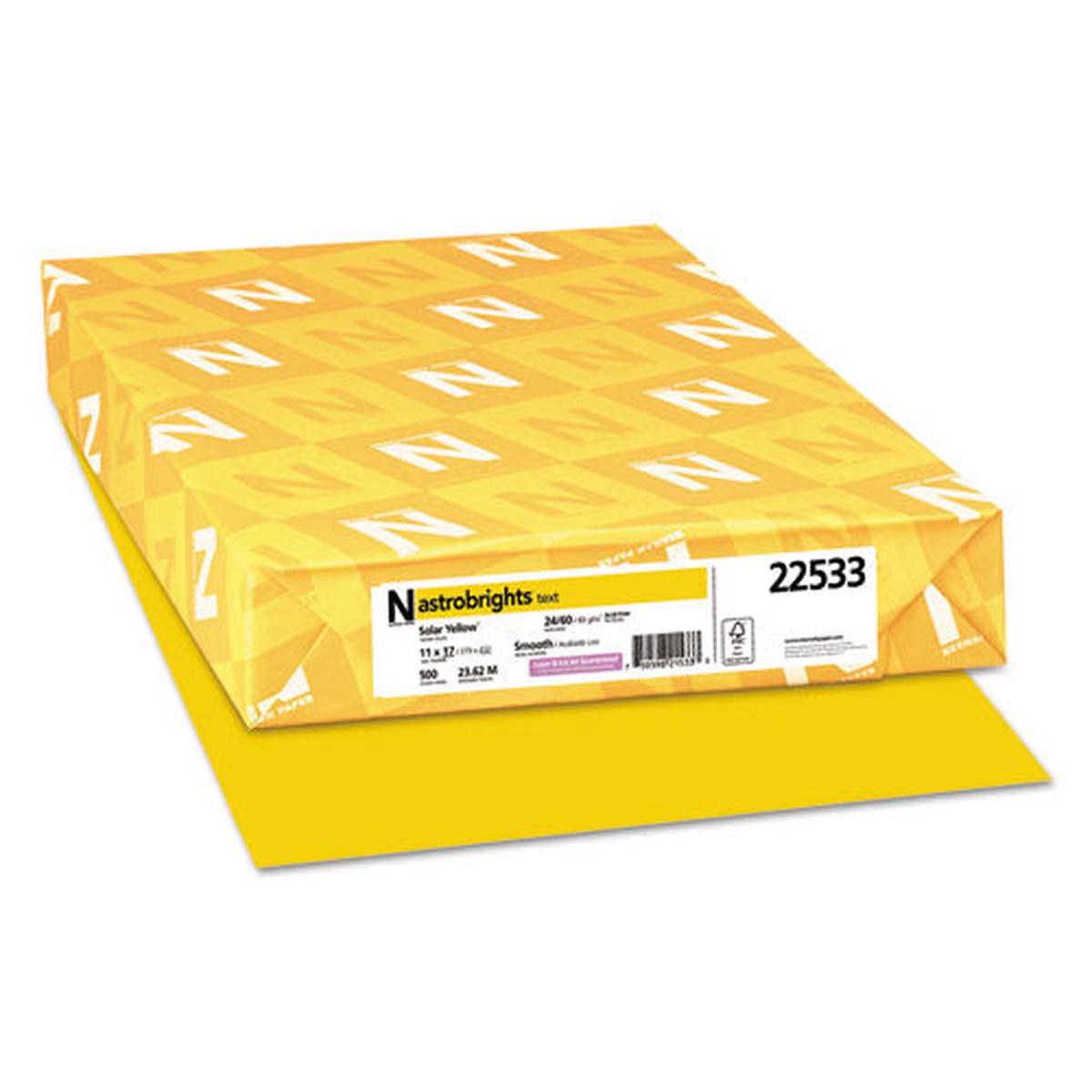 Color Paper, 24 Lb, 11 X 17, Solar Yellow, 500-ream